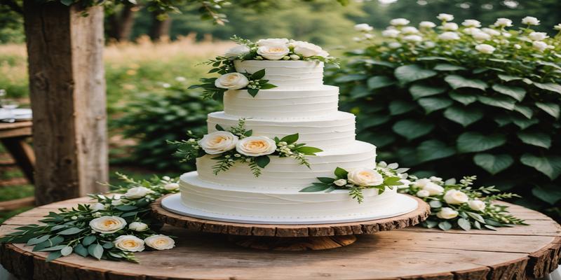 A beautifully decorated three-tier wedding cake with delicate floral accents